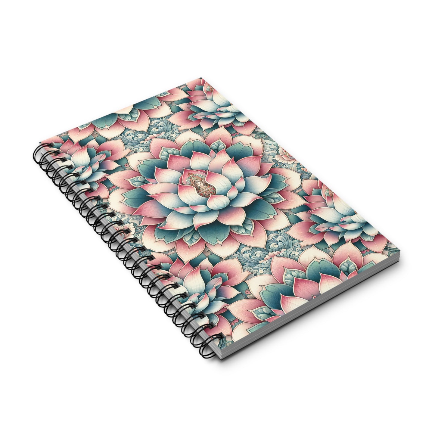 Lotus Flower Spiral Journal, Floral Notebook, Zen Planner, Meditation Diary, Boho Sketchbook, Mindfulness Journal, Gratitude Log