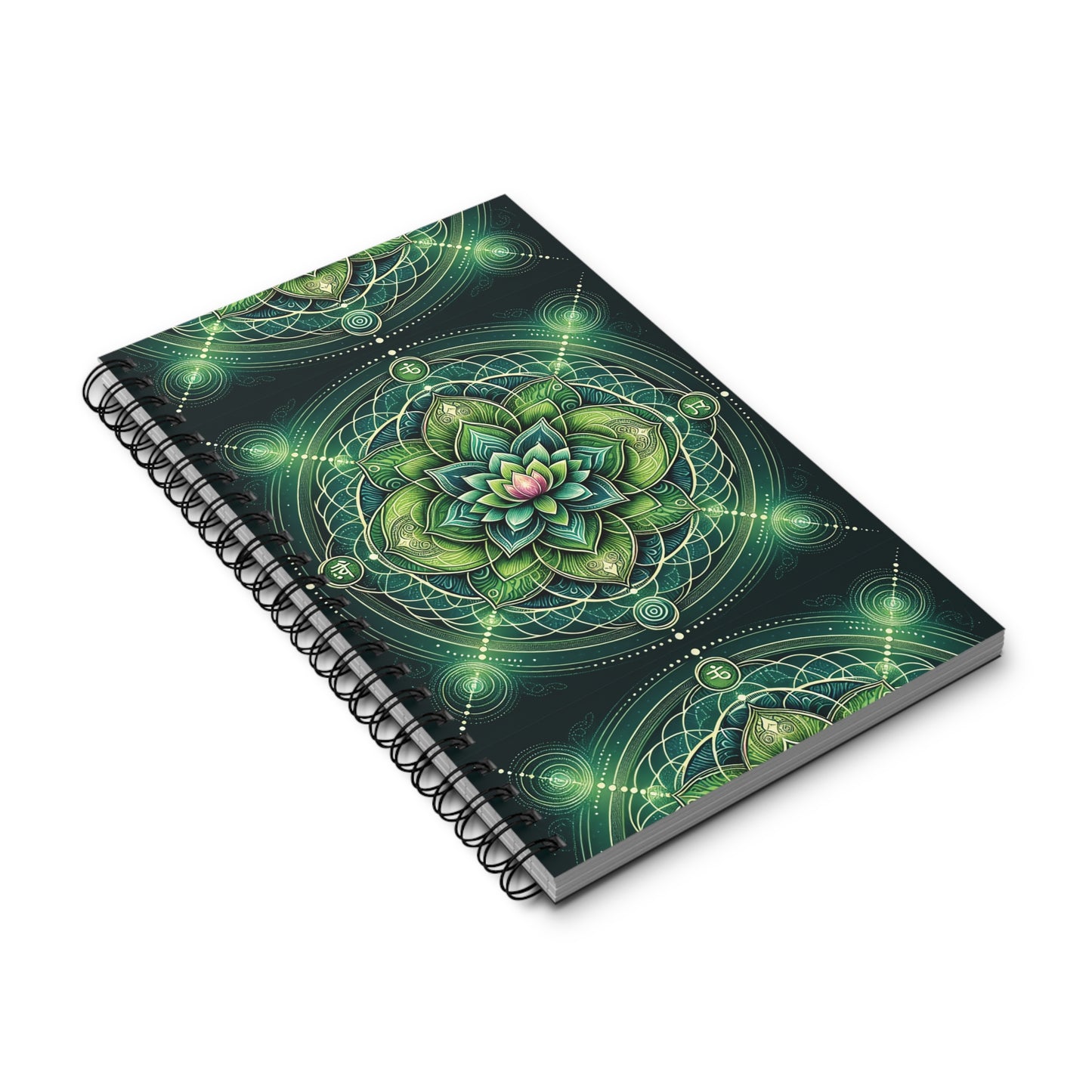 Heart Chakra Spiral Journal, Meditation Diary, Mindfulness Journal, Gift for Yogis, Greenery Design