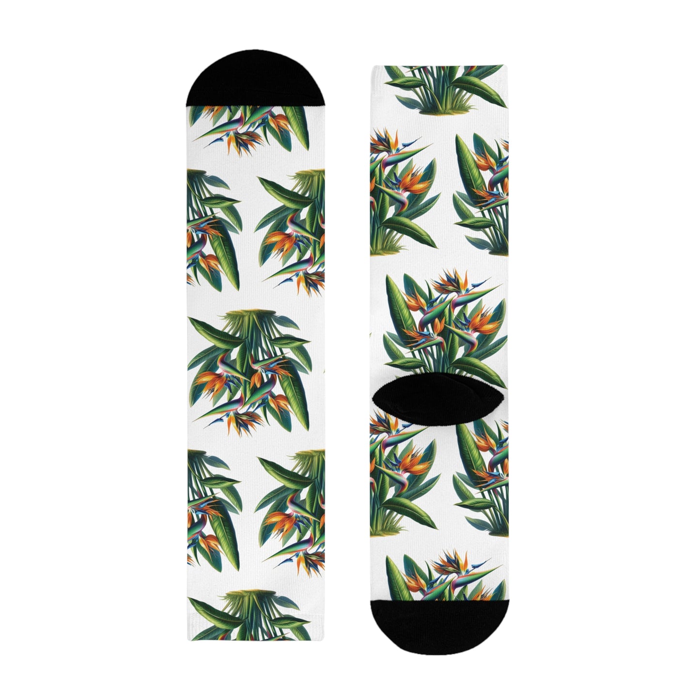 Tropical Bird of Paradise Plant Design Crew Socks, Floral Socks, Nature Lover Gift, Botanical Print Accessory, Unique Garden Gift,