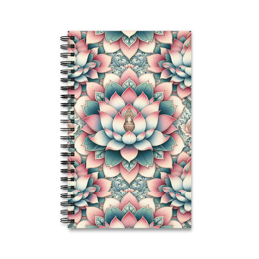 Lotus Flower Spiral Journal, Floral Notebook, Zen Planner, Meditation Diary, Boho Sketchbook, Mindfulness Journal, Gratitude Log