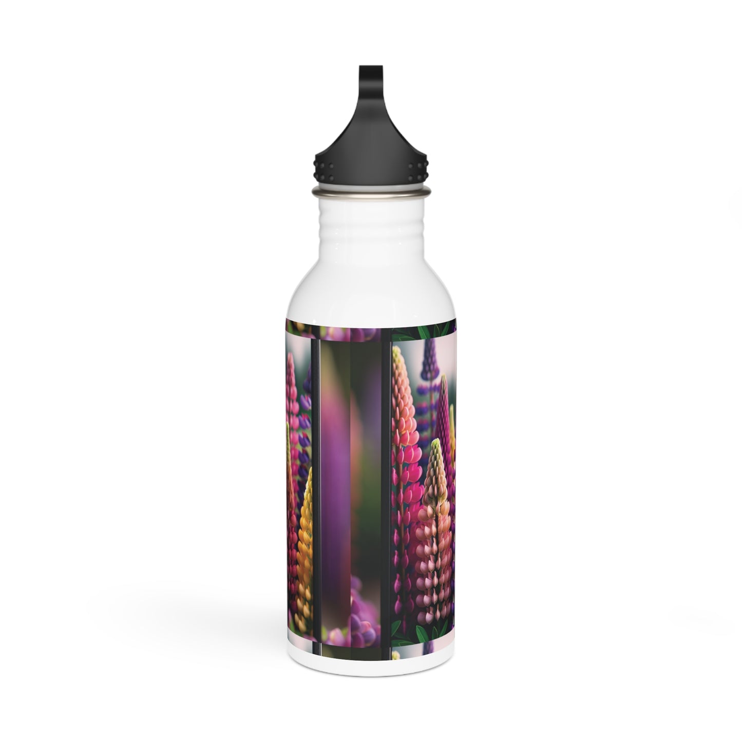 Lupinus Blooms Stainless Steel Water Bottle - Floral Design, Reusable Bottle, Flower Pattern Gift, Nature Inspired Hydration,