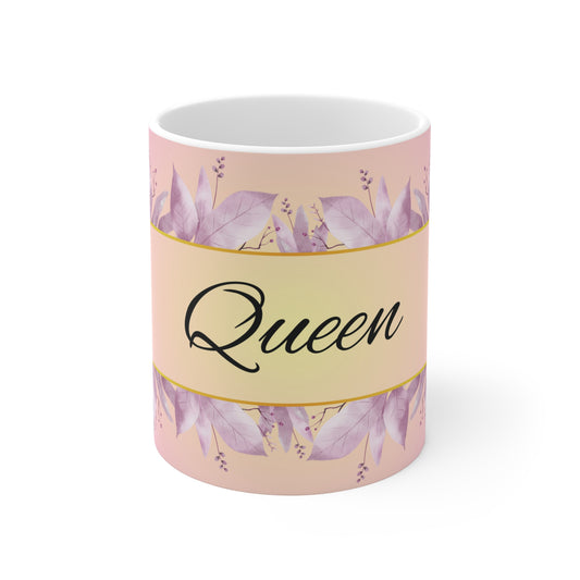 Queen Ceramic Mug - Crown Design, Coffee Cup, Tea Mug, Gift for Her, Feminine Mug, Birthday Present