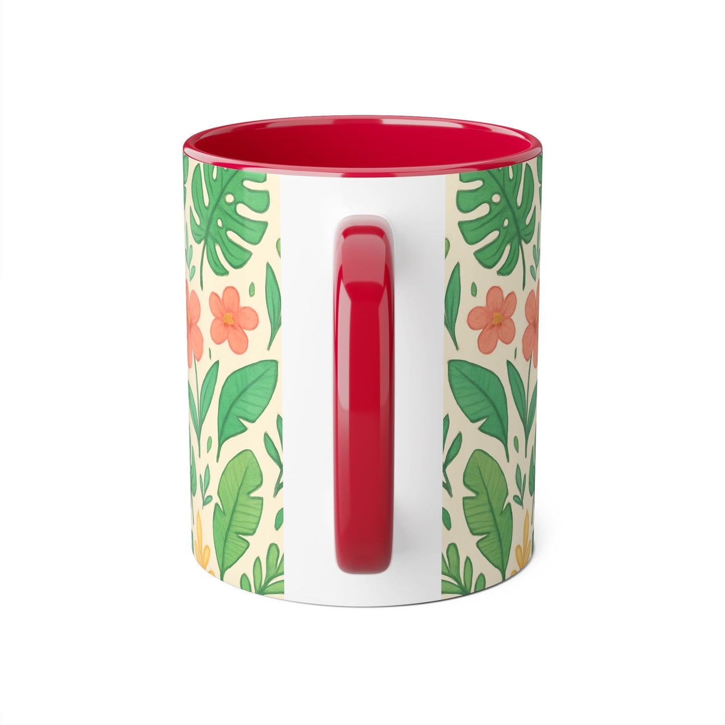 Tropical Pattern Accent Mug, Exotic Drinkware for Coffee Lovers, Floral Ceramic Cup, Summer Vibes Tea Mug, Island Decor Kitchen Accessories,