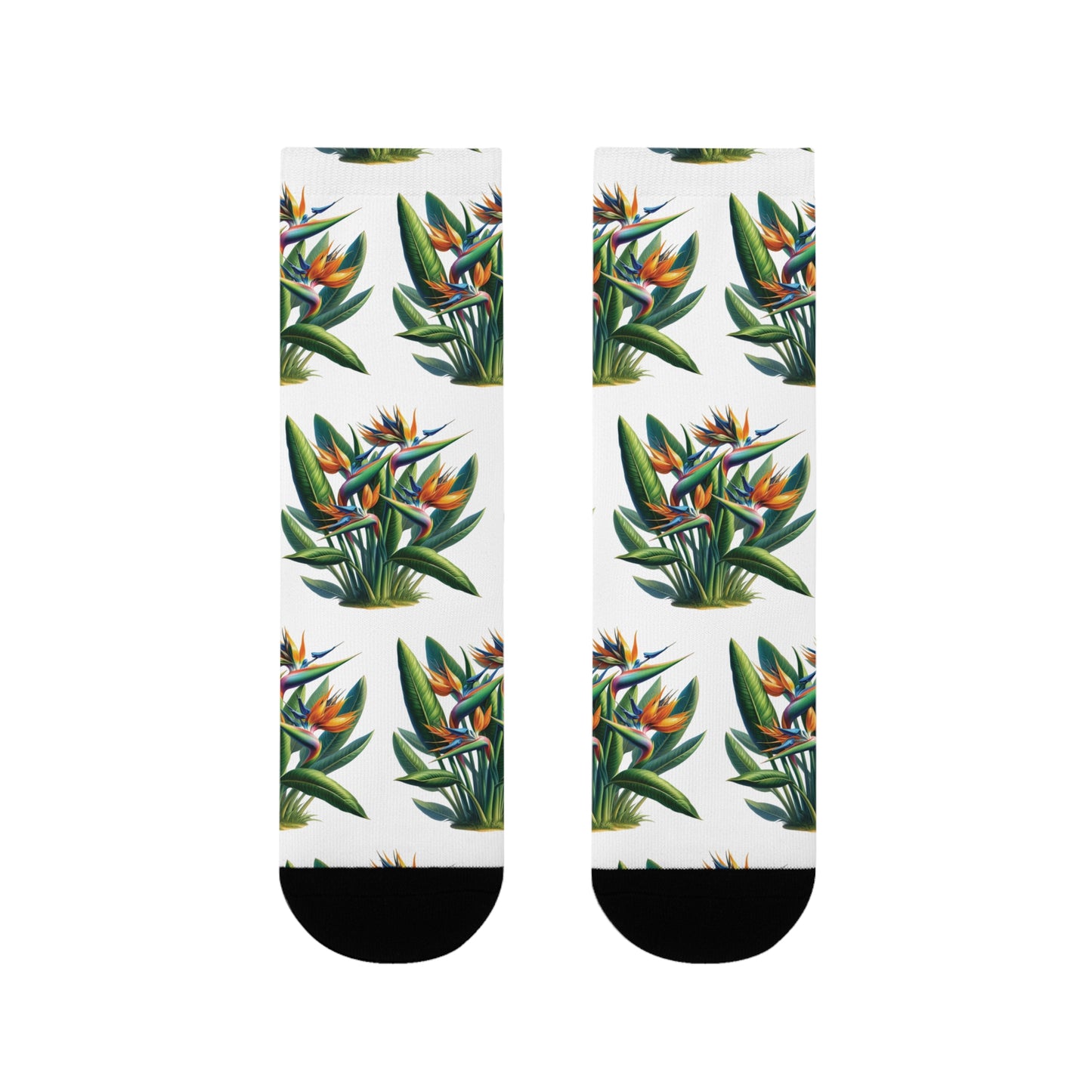 Tropical Bird of Paradise Plant Design Crew Socks, Floral Socks, Nature Lover Gift, Botanical Print Accessory, Unique Garden Gift,