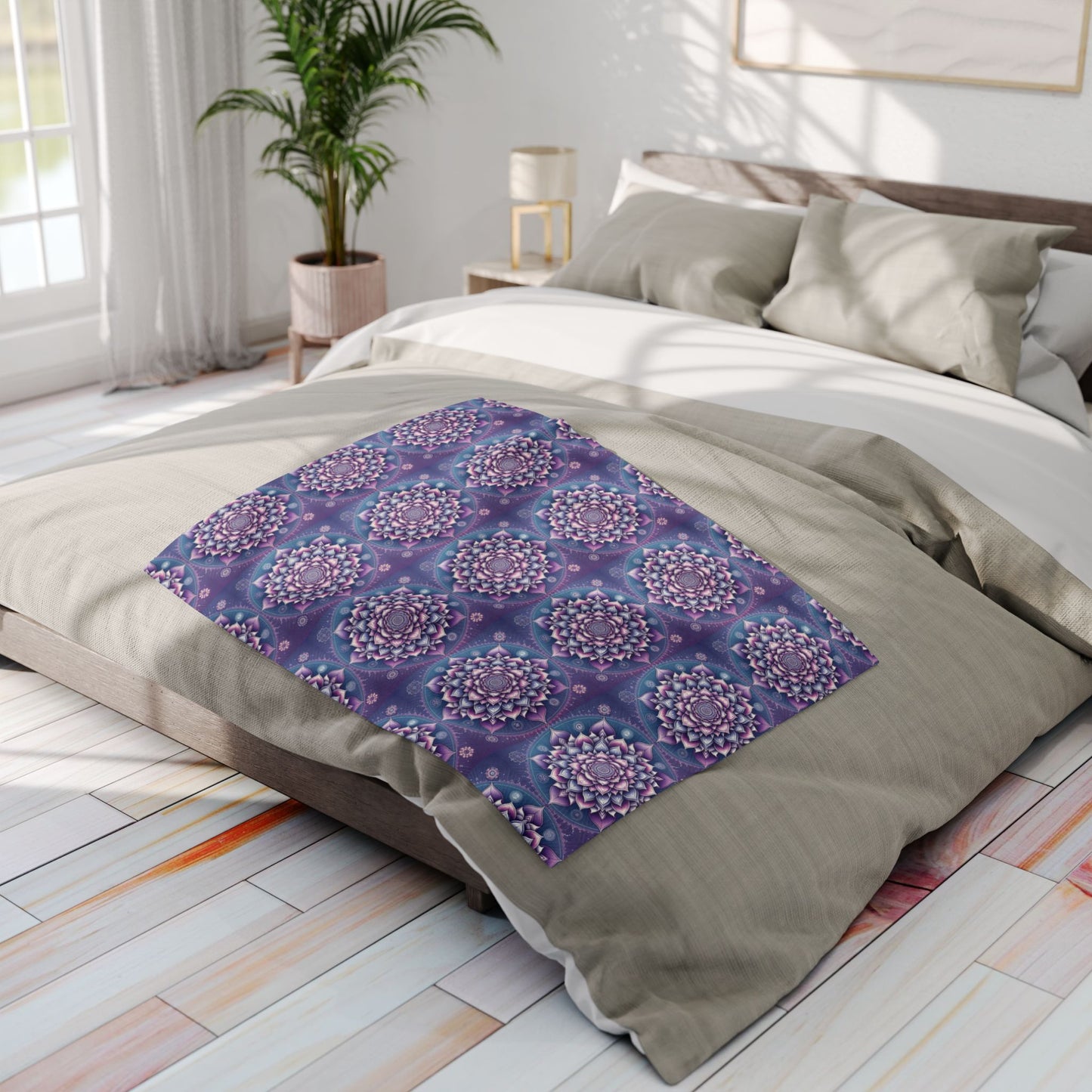 Fleece Blanket with Crown Chakra Design