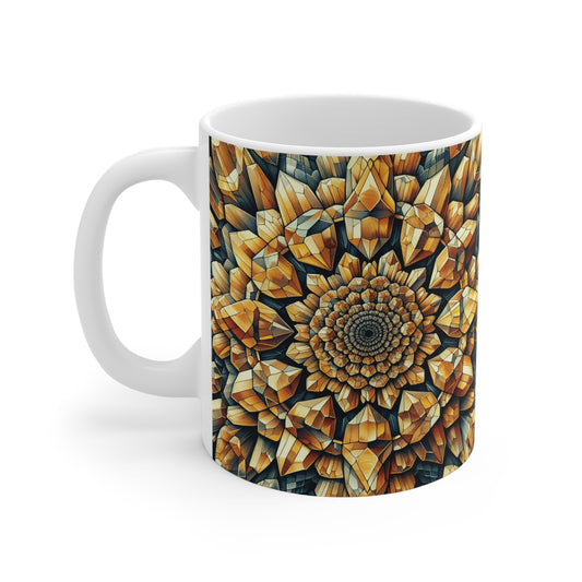 Citrine Geometric Ceramic Mug - Artisanal Drinkware for Coffee Lovers, Home Decor, Unique Gift, Housewarming, Mother's Day