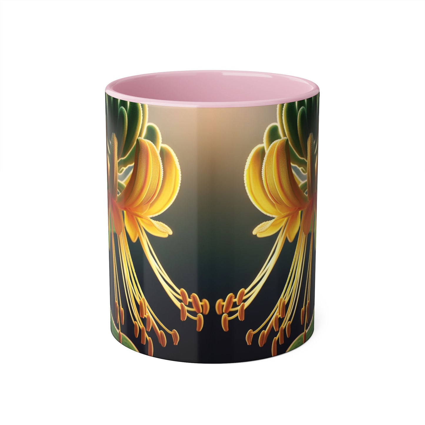 Honeysuckle Accent Mug, Floral Coffee Cup for Garden Lovers, Botanical Tea Mug Decor, Gift for Nature Enthusiasts, Mother's Day Present,