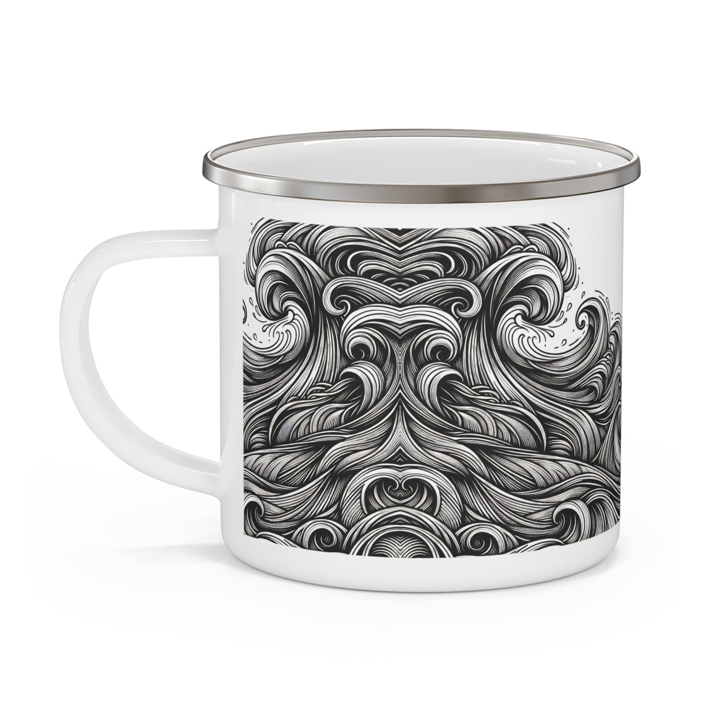 Camping Mug - Monochrome Waves