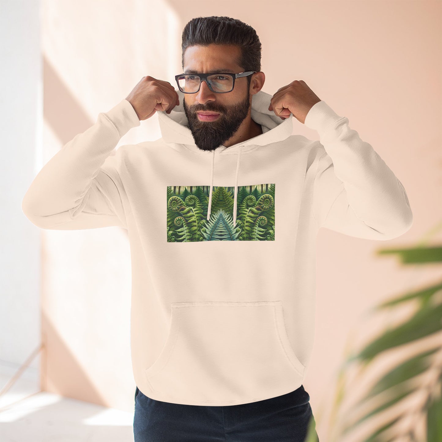 Nature-Inspired Three-Panel Fleece Hoodie for Outdoor Enthusiasts