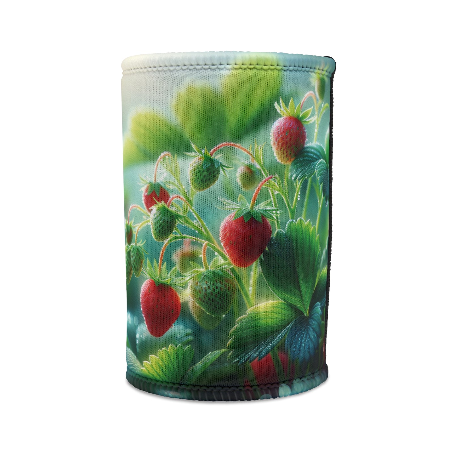 Strawberry Stubby Cooler -  Fruit themed beverage holder, Can Coozie, Drink
