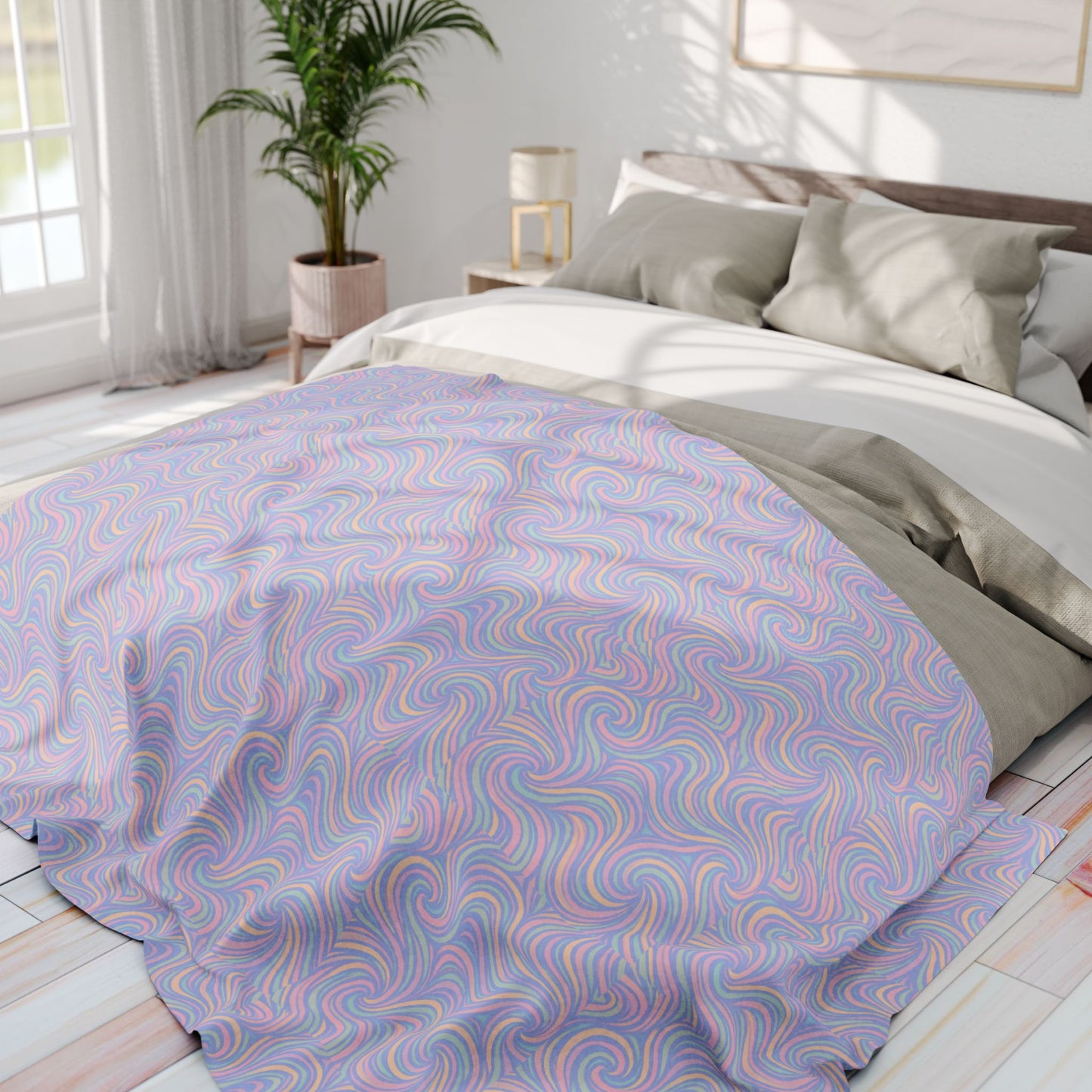Pastel Swirl Arctic Fleece Blanket — Soft Cozy Throw for Home & Gifting