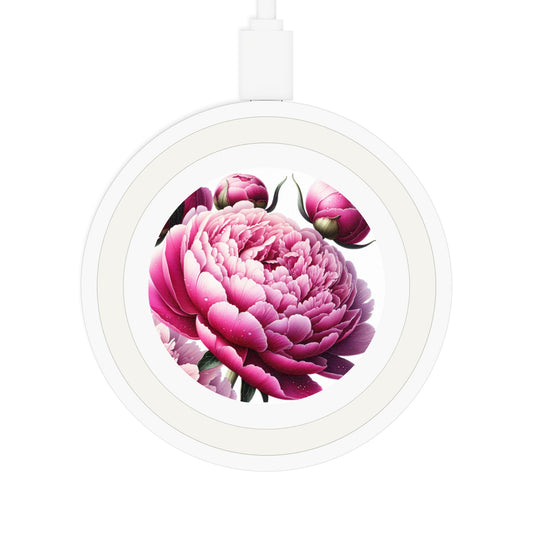 Wireless Charging Pad: Peony Bloom Design