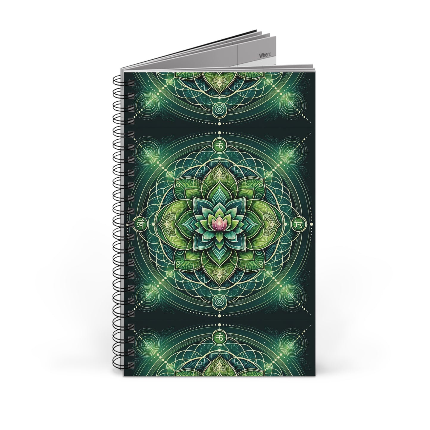 Heart Chakra Spiral Journal, Meditation Diary, Mindfulness Journal, Gift for Yogis, Greenery Design