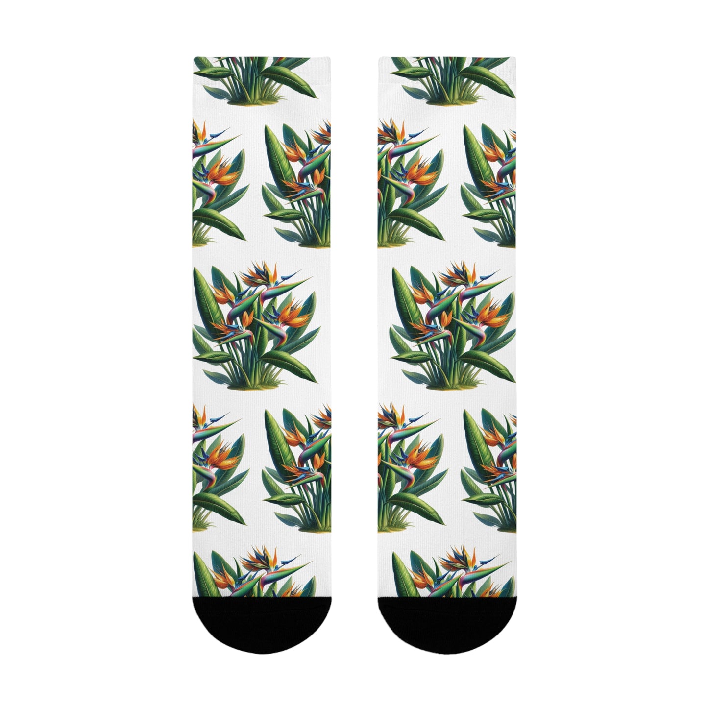 Tropical Bird of Paradise Plant Design Crew Socks, Floral Socks, Nature Lover Gift, Botanical Print Accessory, Unique Garden Gift,