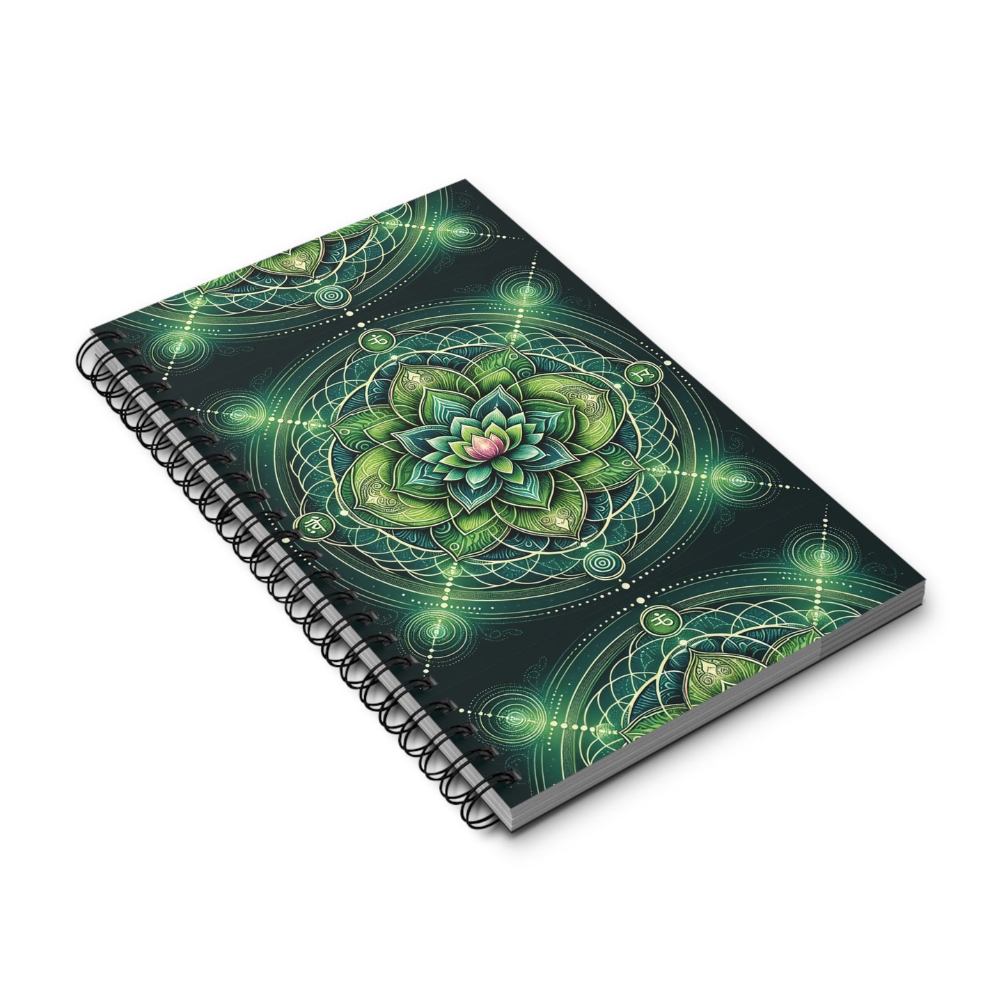 Heart Chakra Spiral Journal, Meditation Diary, Mindfulness Journal, Gift for Yogis, Greenery Design