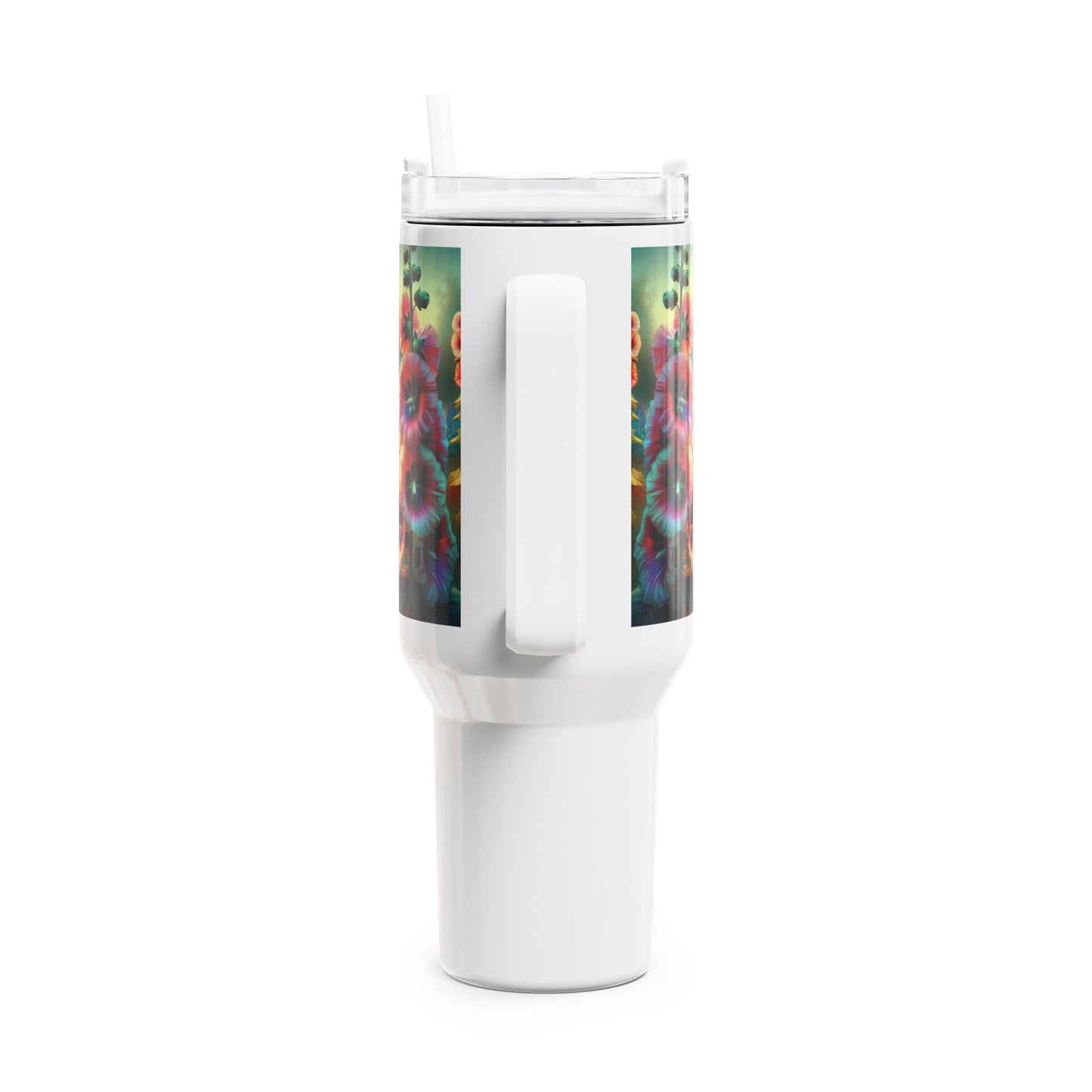 40oz Tumbler - Hollyhock Blooms Design