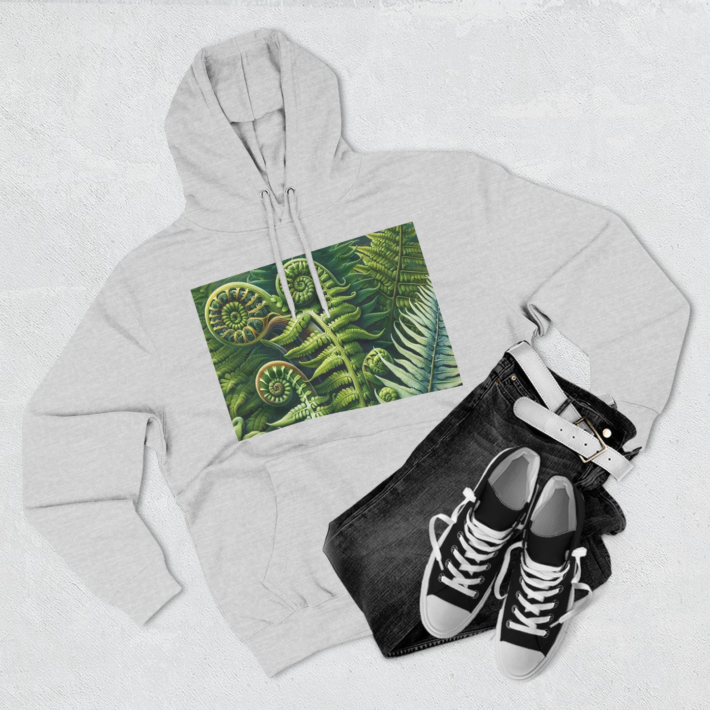 Nature-Inspired Three-Panel Fleece Hoodie for Outdoor Enthusiasts