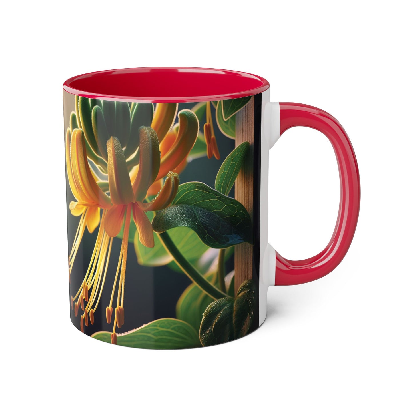 Honeysuckle Accent Mug, Floral Coffee Cup for Garden Lovers, Botanical Tea Mug Decor, Gift for Nature Enthusiasts, Mother's Day Present,