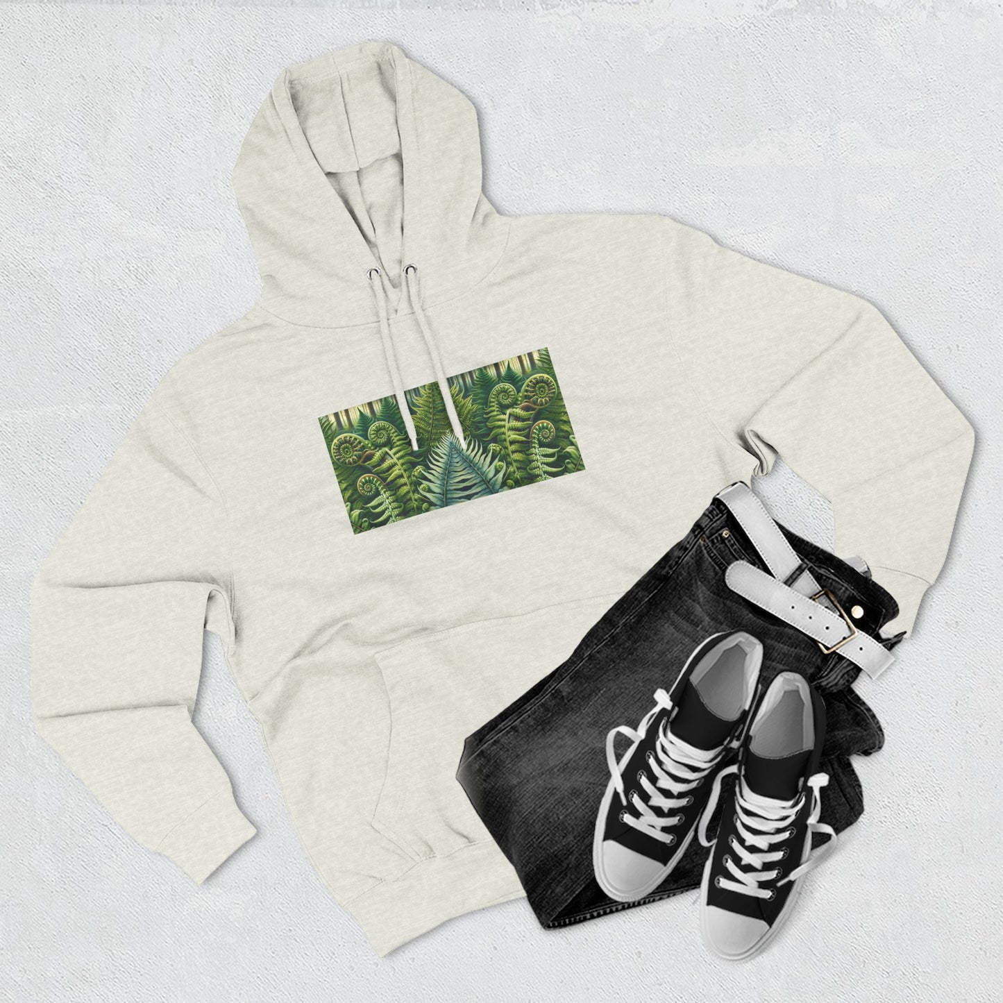 Nature-Inspired Three-Panel Fleece Hoodie for Outdoor Enthusiasts