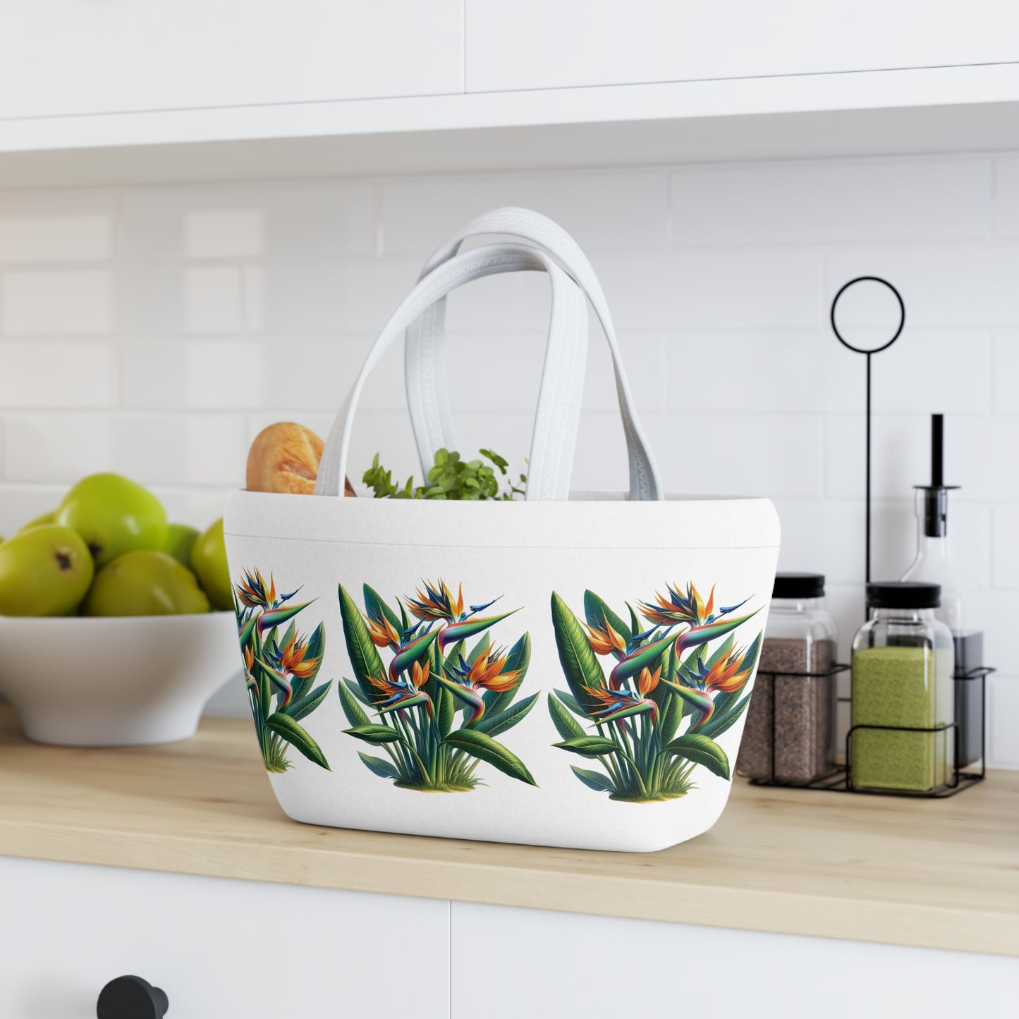 Lunch Bag for Tropical Vibes, Bird of Paradise Design, Reusable Insulated Cooler, Beach Picnic Tote, School Work Office Meal Storage, Summer