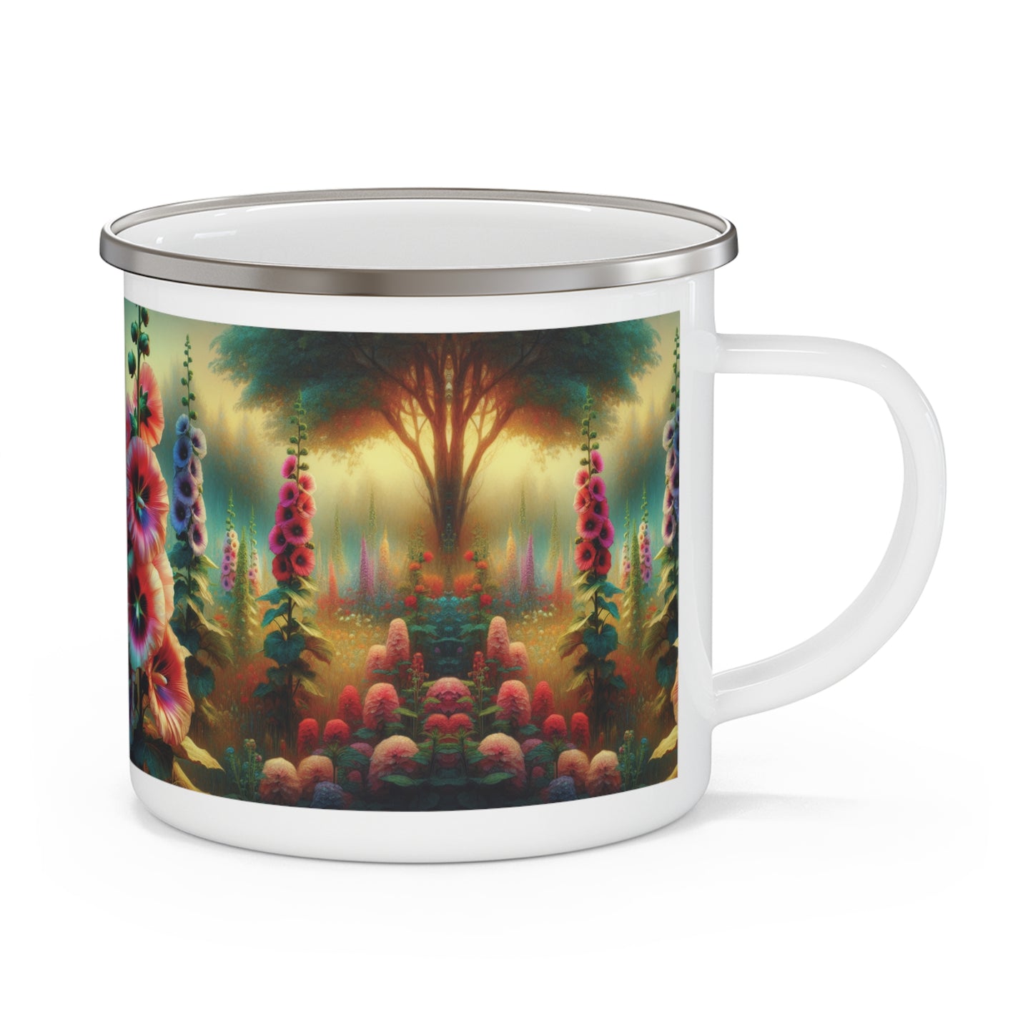 Camping Mug - Hollyhocks Design
