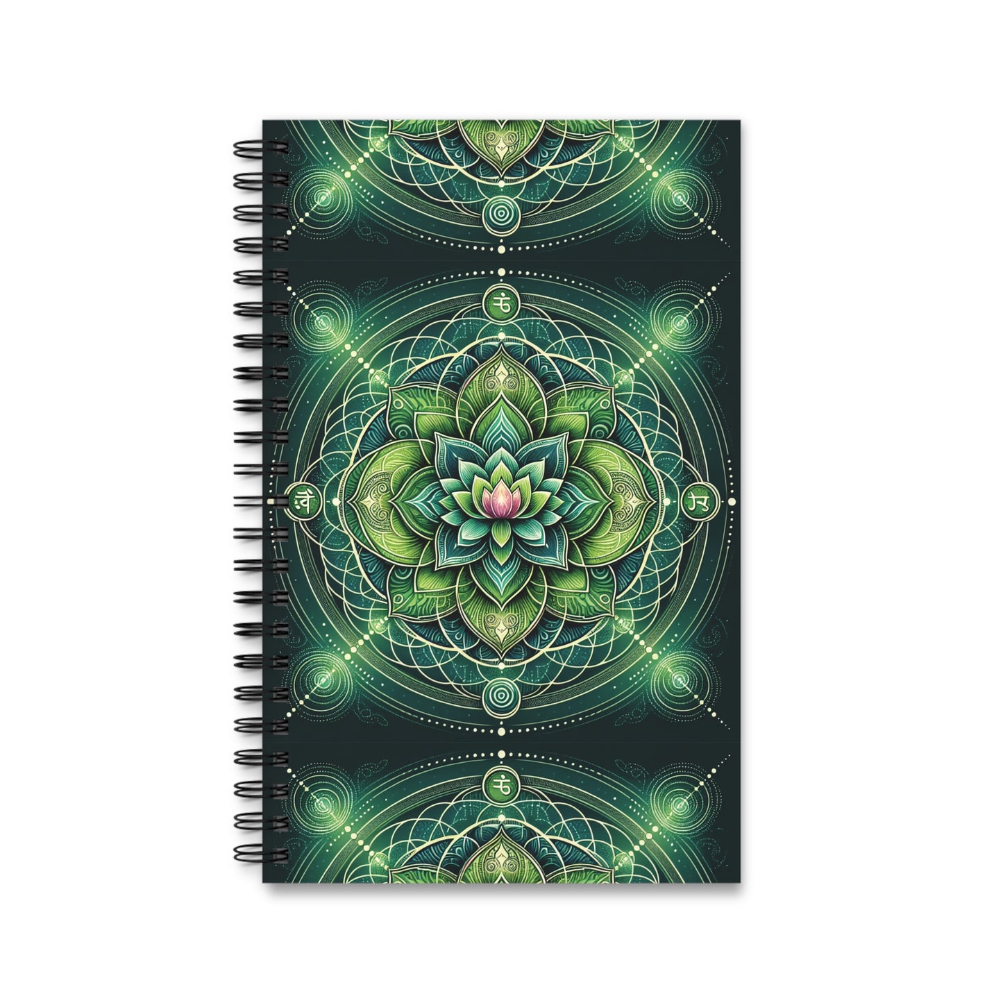 Heart Chakra Spiral Journal, Meditation Diary, Mindfulness Journal, Gift for Yogis, Greenery Design