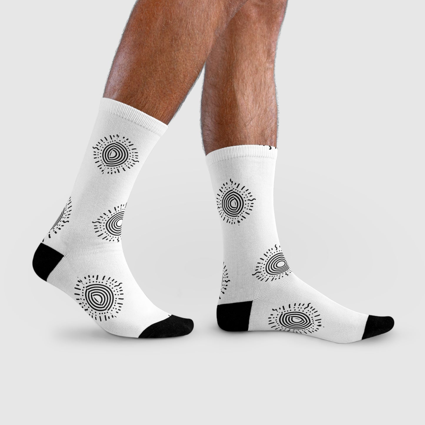 Sun Minimalist Sublimation Crew Socks, Footwear, Accessories, Gift, Trendy, Cute, Fashion, Bright, Colorful, Casual