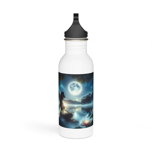 Serene Moonlight Stainless Steel Water Bottle - Reusable Hydration Flask, Insulated Metal Drinkware for Yoga Enthusiasts,