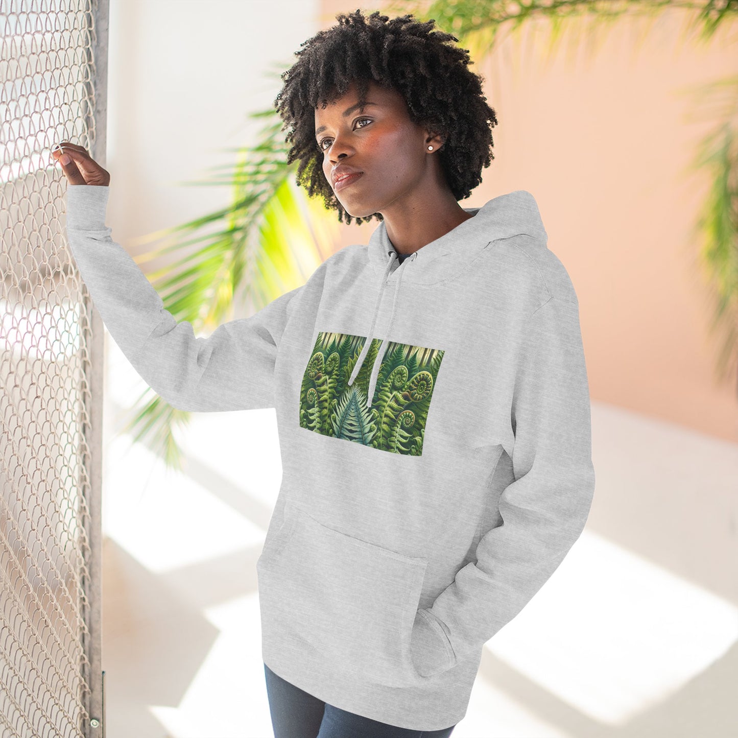 Nature-Inspired Three-Panel Fleece Hoodie for Outdoor Enthusiasts