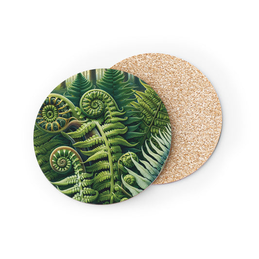 Botanical Fern Leaves Drink Coasters, Set of 4 Square Coasters, Jungle Plant Home Decor, Tropical Greenery Coasters, Leaf Print