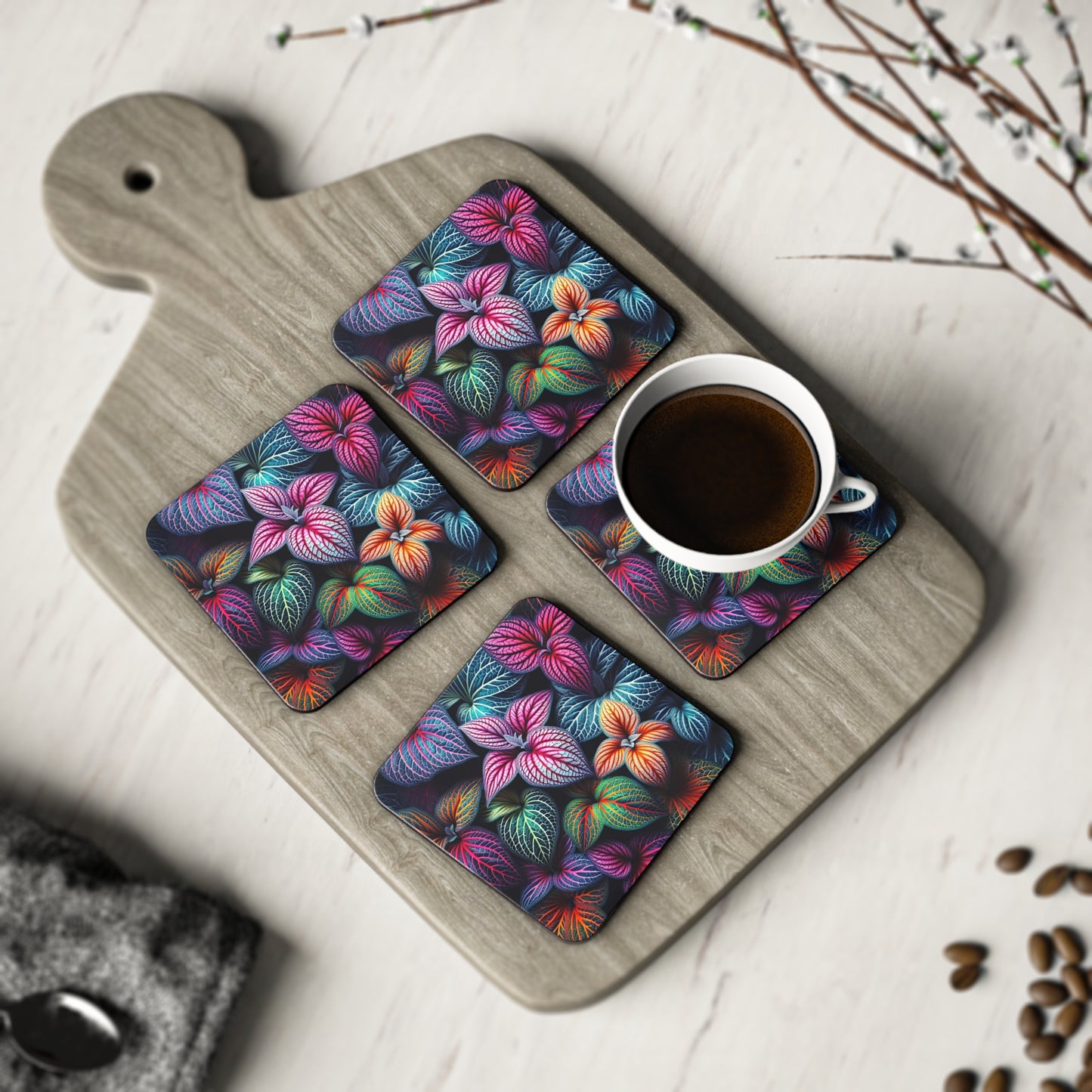 Vibrant Tropicals, Drink Coasters, Home Decor, Tropical Coasters, Drinkware Accessories