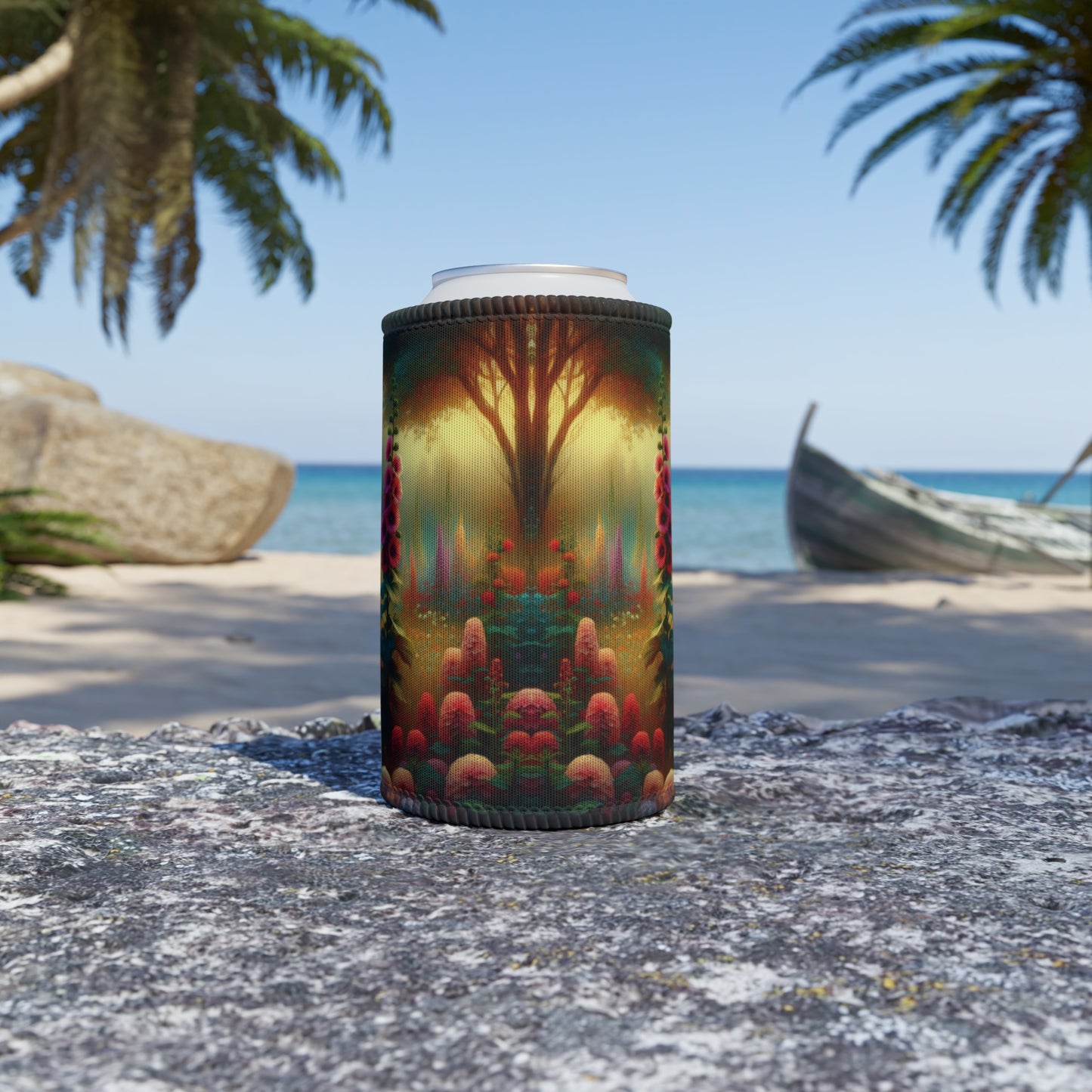 Hollyhock Blooms Stubby Cooler