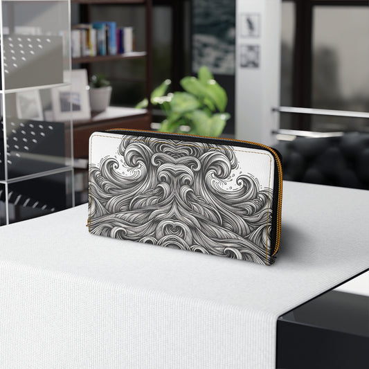 Zipper Wallet with Monochrome Energy Waves
