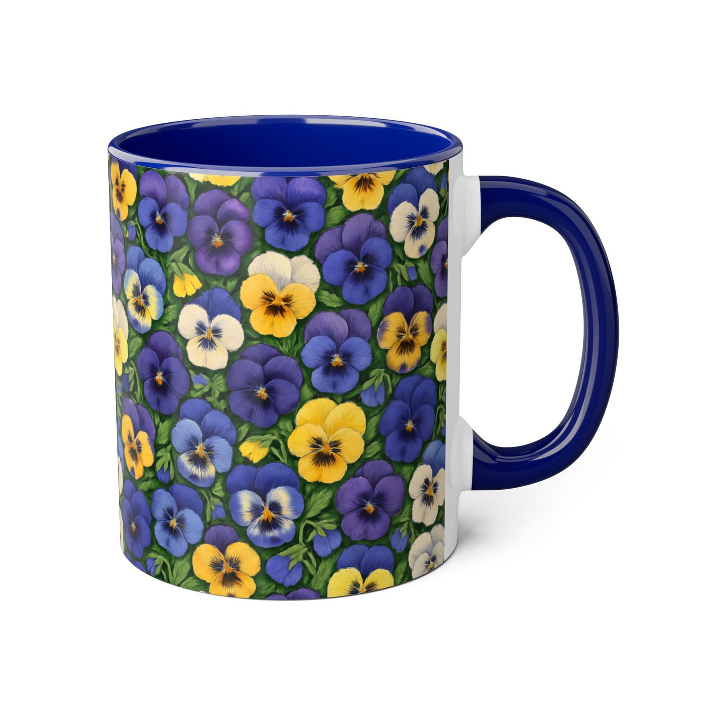 Pansy Pattern Accent Mug, Floral Coffee Cup, Tea Mug, Flower Design, Gardener Gift, Spring Decor, Mother's Day Present