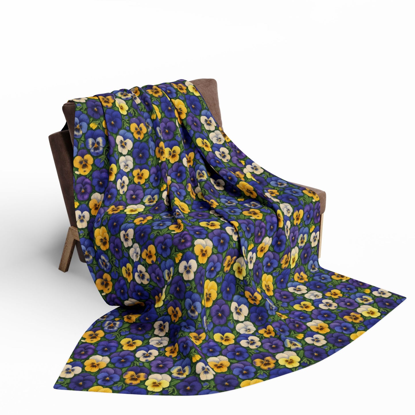 Pansy Floral Arctic Fleece Blanket — Cozy Botanical Throw