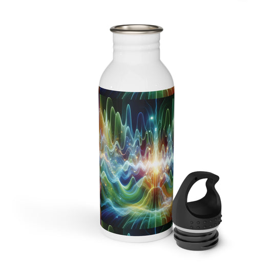 Stainless Steel Water Bottle - Frequency Waves Design, Reusable Drinkware, Yoga Lover Gift, Mindfulness Hydration, BPA-Free