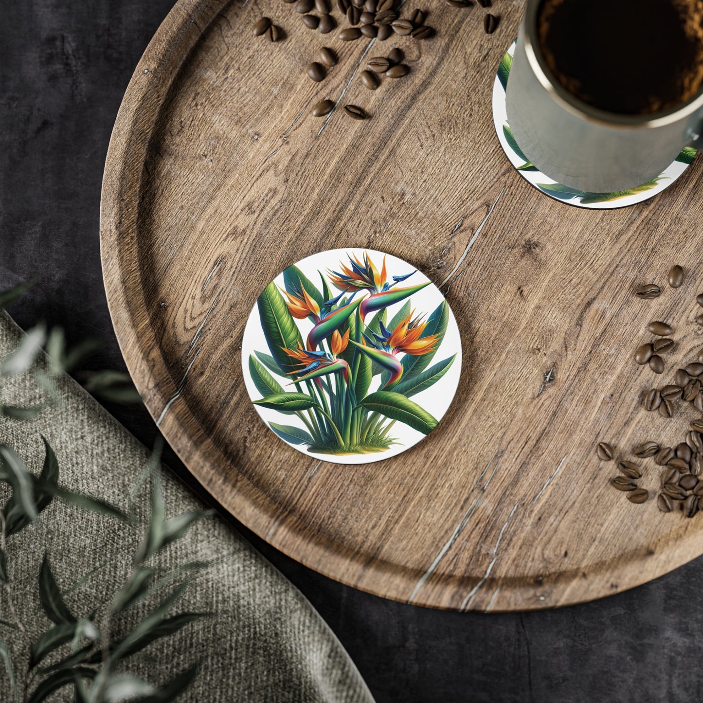 Tropical Bird of Paradise Plant Drink Coasters, Ceramic Coasters, Coasters for Drinks, Home Decor, Kitchen Accessories