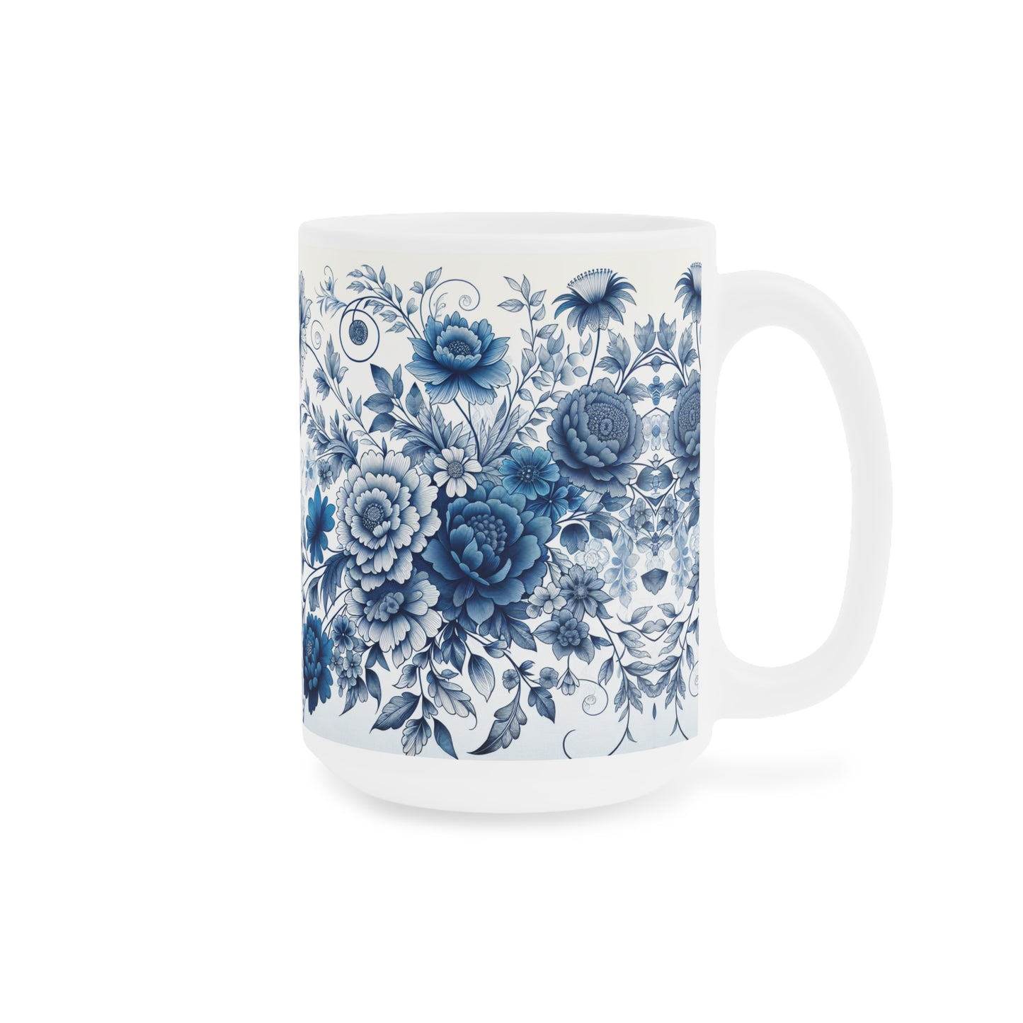 Elegant Floral Ceramic Mugs - Blue Blossom Design, Gift for Tea Lovers, Home Decor, Coffee Mug, Ceramic Drinkware