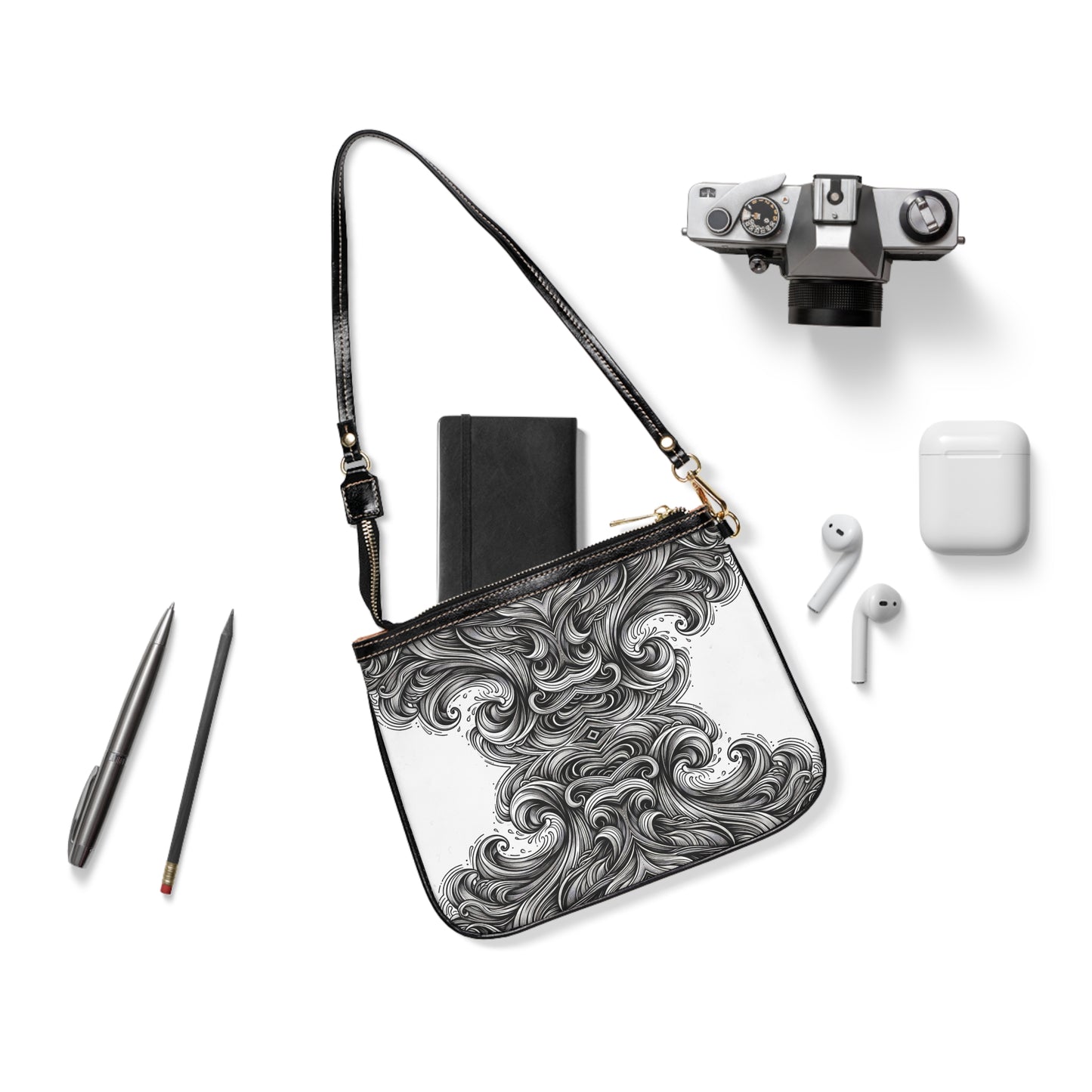 Monochrome Waves Small Shoulder Bag