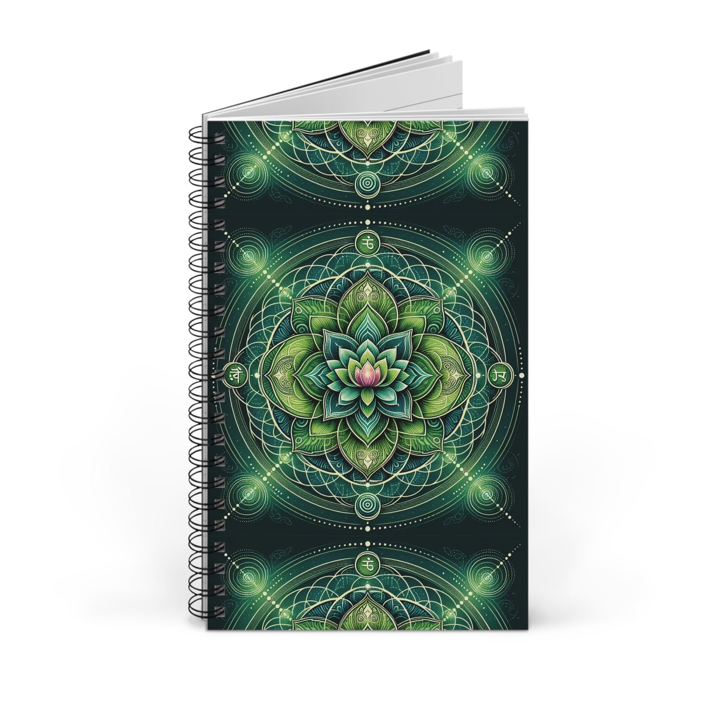 Heart Chakra Spiral Journal, Meditation Diary, Mindfulness Journal, Gift for Yogis, Greenery Design