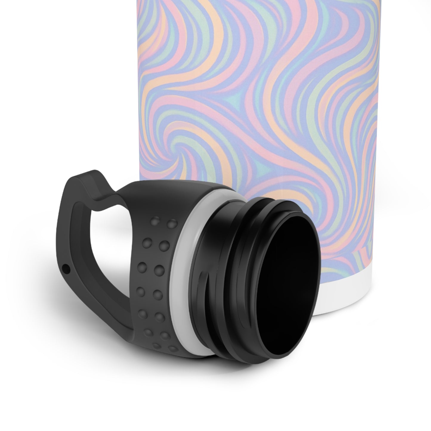 Pastel Swirl Stainless Steel Water Bottle - Reusable Flask, Colorful Travel Tumbler, Insulated Thermos, BPA Free Gym Bottle,