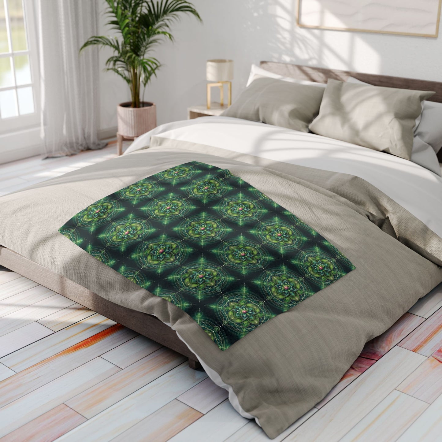 Fleece Blanket with Heart Chakra Design