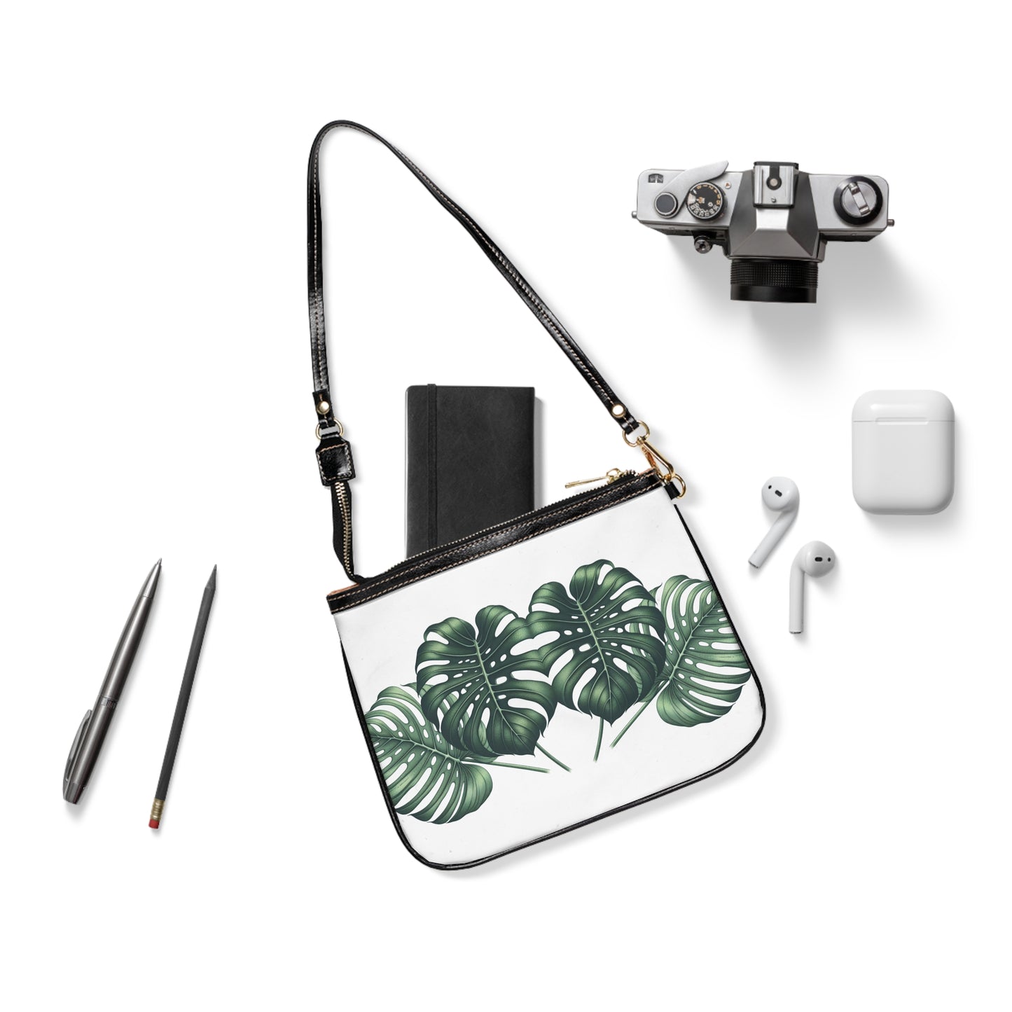Monstera Leaves Print Small Shoulder Bag