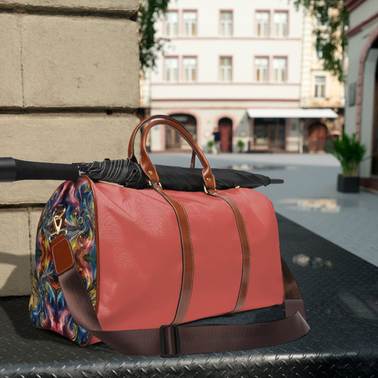 Waterproof Travel Bag - Energy Waves Design, Weekend Getaway Tote, Gym Duffel, Carry-On Luggage, Beach Vacation Bag