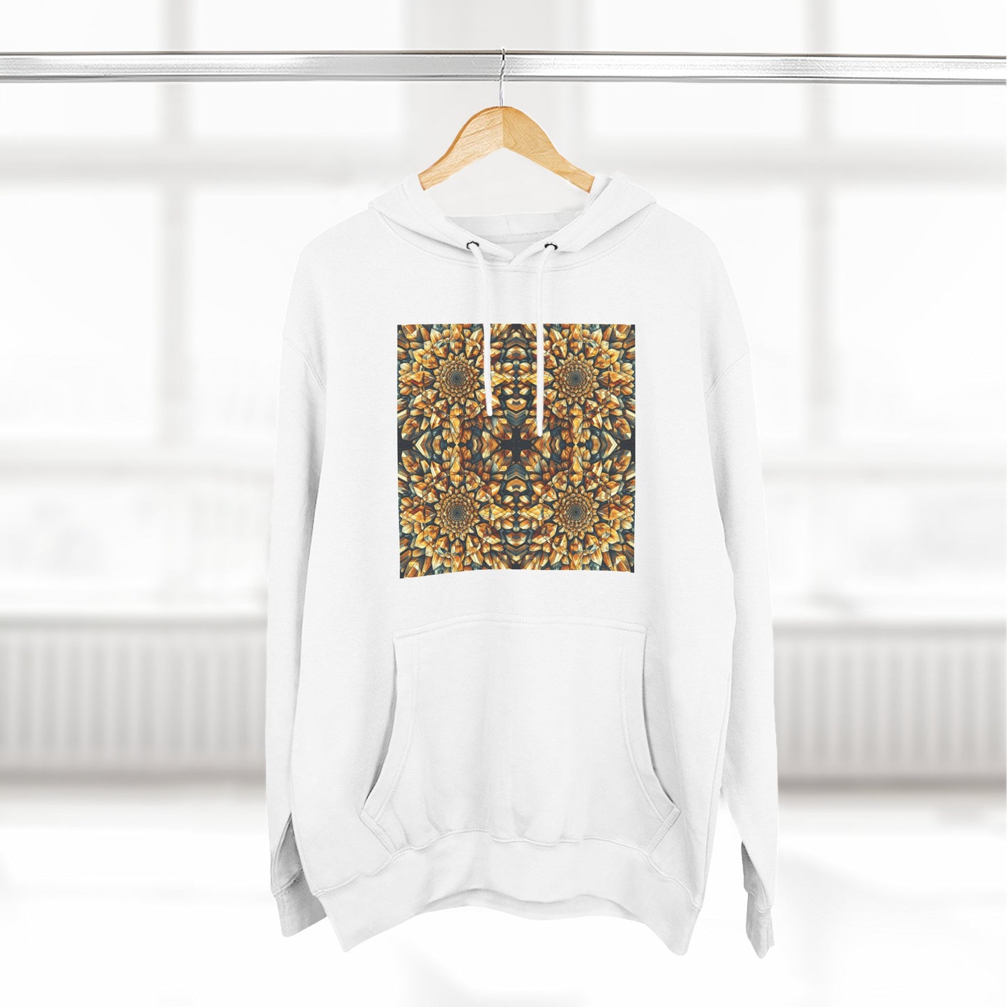 Fleece Hoodie - Citrine Geometric Design