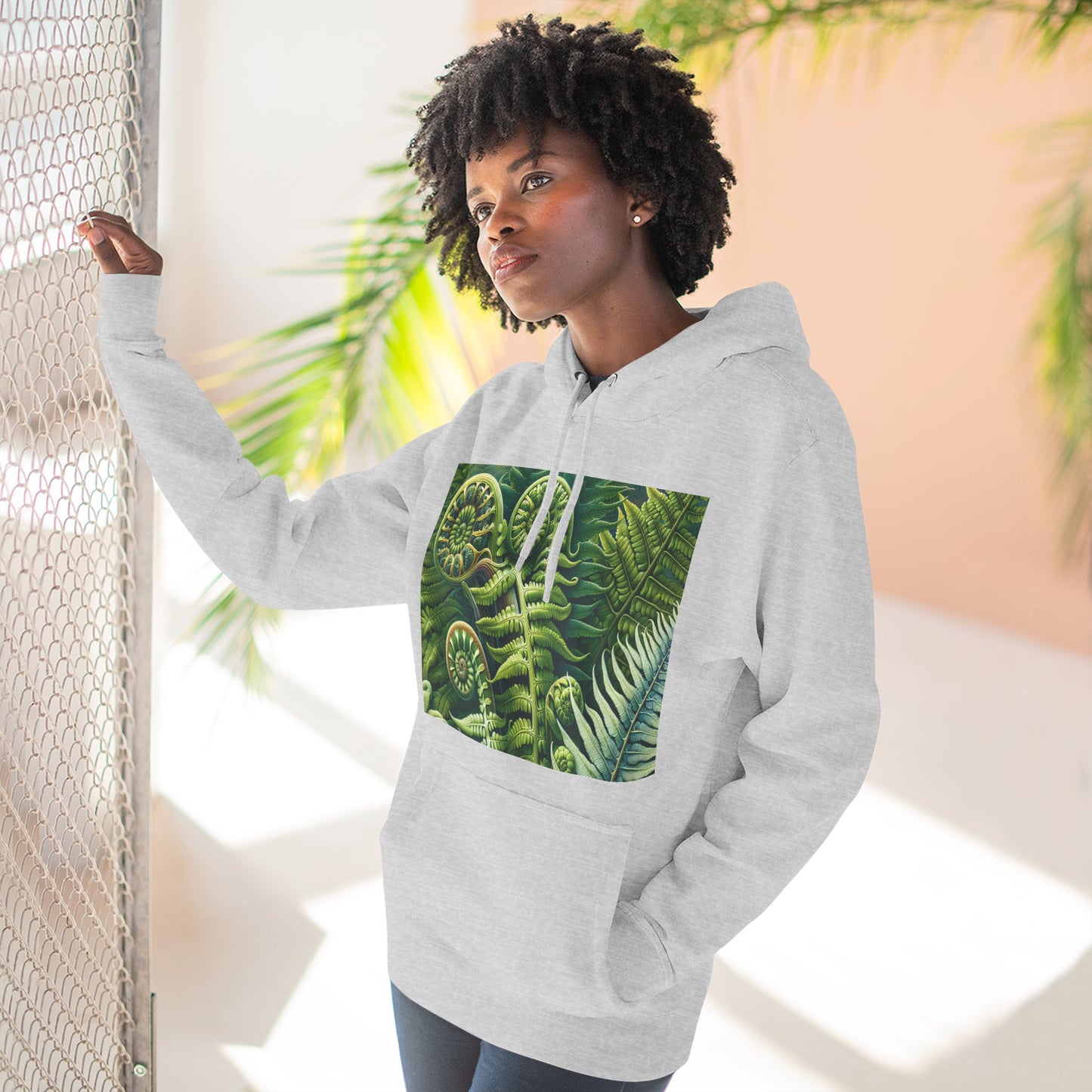 Nature-Inspired Three-Panel Fleece Hoodie for Outdoor Enthusiasts