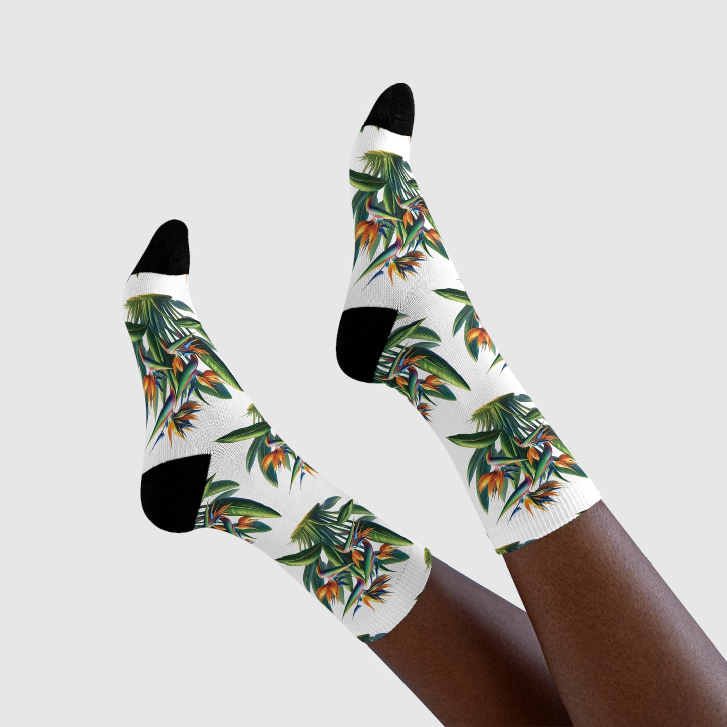 Tropical Bird of Paradise Plant Design Crew Socks, Floral Socks, Nature Lover Gift, Botanical Print Accessory, Unique Garden Gift,