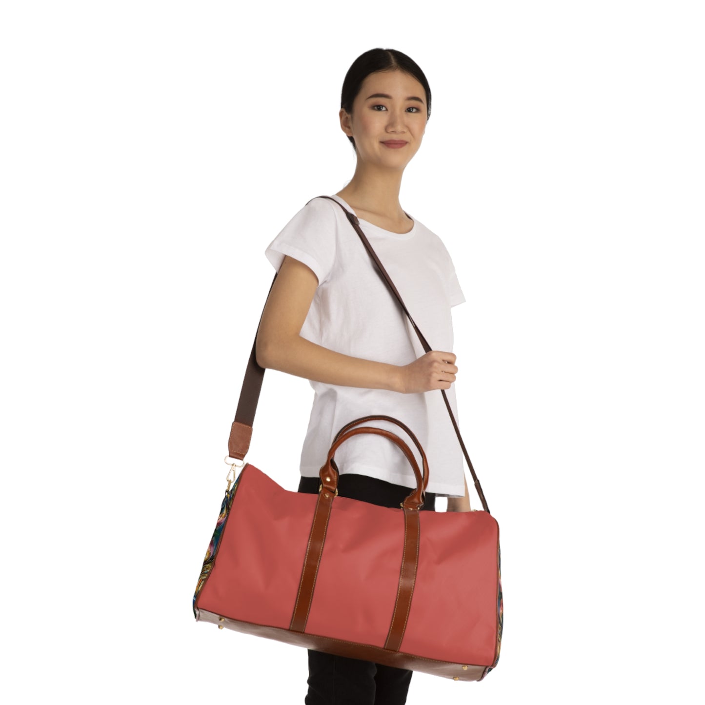 Waterproof Travel Bag - Energy Waves Design, Weekend Getaway Tote, Gym Duffel, Carry-On Luggage, Beach Vacation Bag