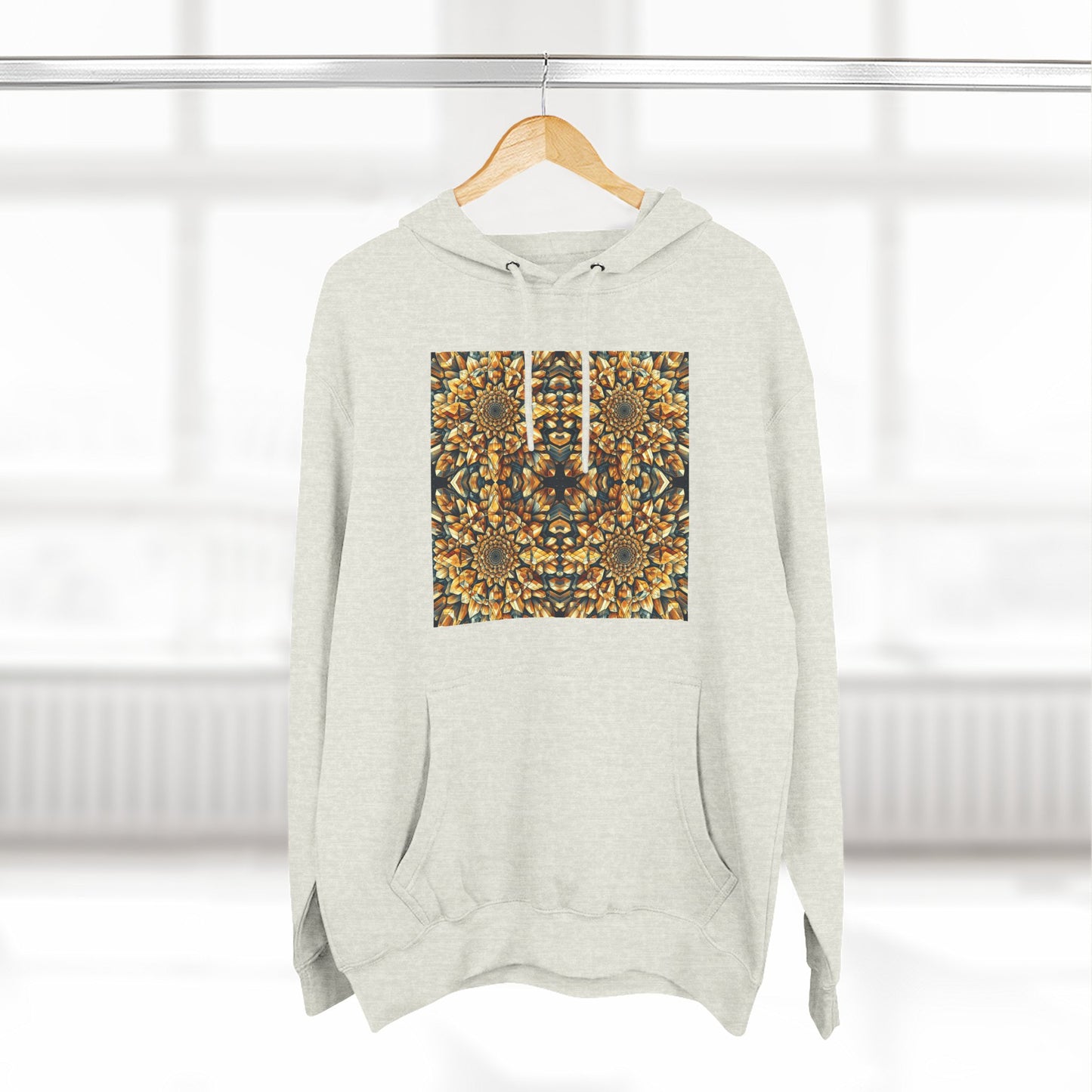 Fleece Hoodie - Citrine Geometric Design