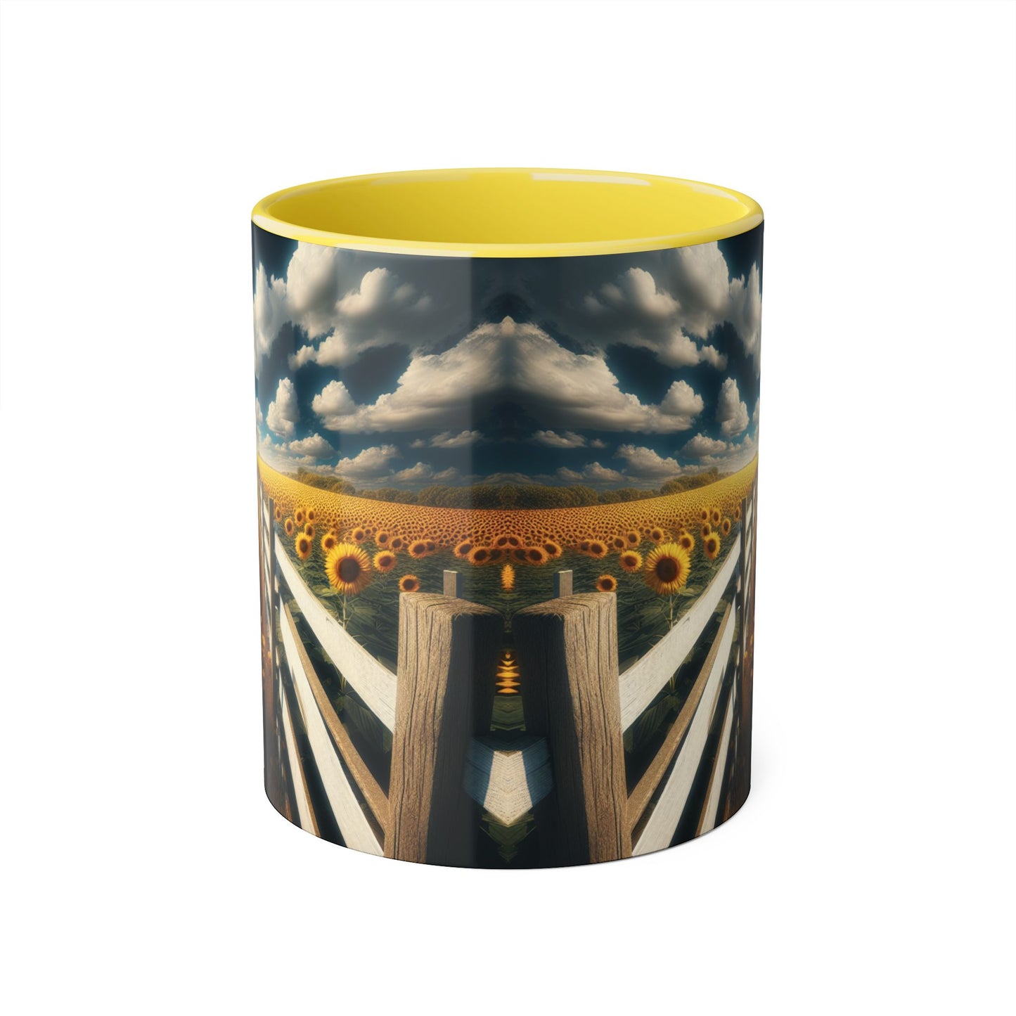 Sunflower Field Accent Mug - 11oz Windmill Design for Nature Lovers